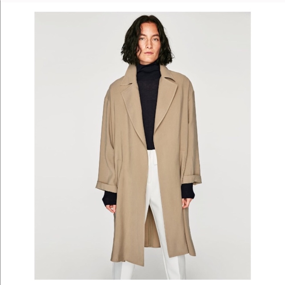 Nude Zara Flowing Trench Coat/ Parka🌹